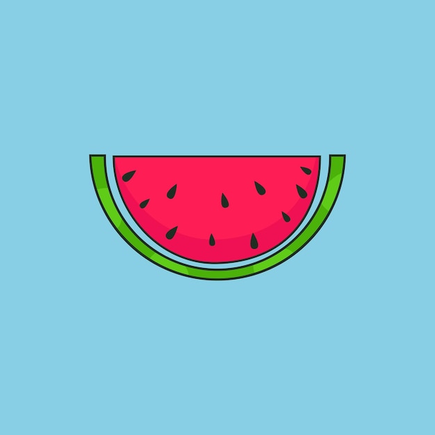 Een cartoonachtige watermeloen op een blauwe achtergrond