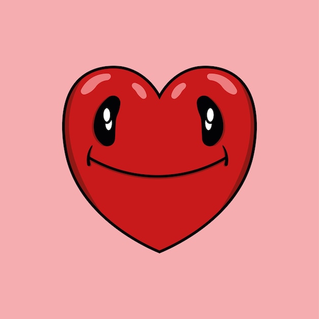 Vector een cartoonhart met een zwart gezicht en een rood hart op de voorkant.