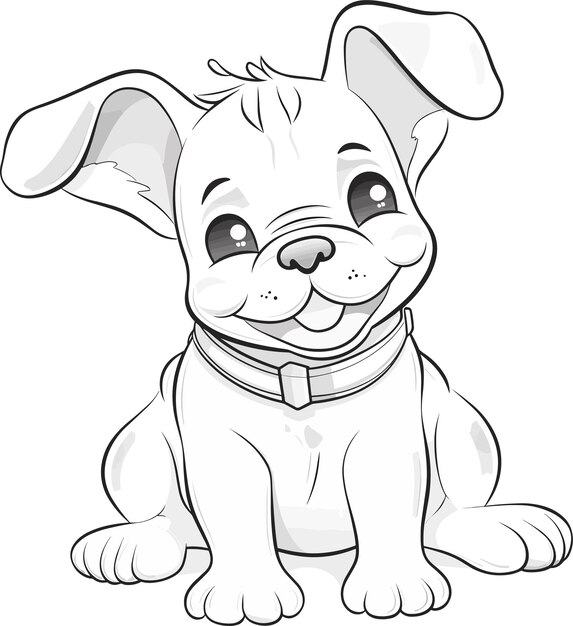 Vector een cartoonhond met een halsband waarop 'hond' staat