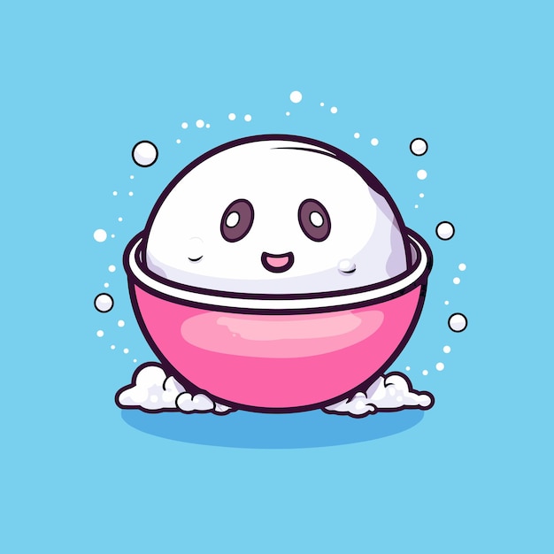 Een cartoonillustratie van een bevroren yoghurt met een smiley erop.