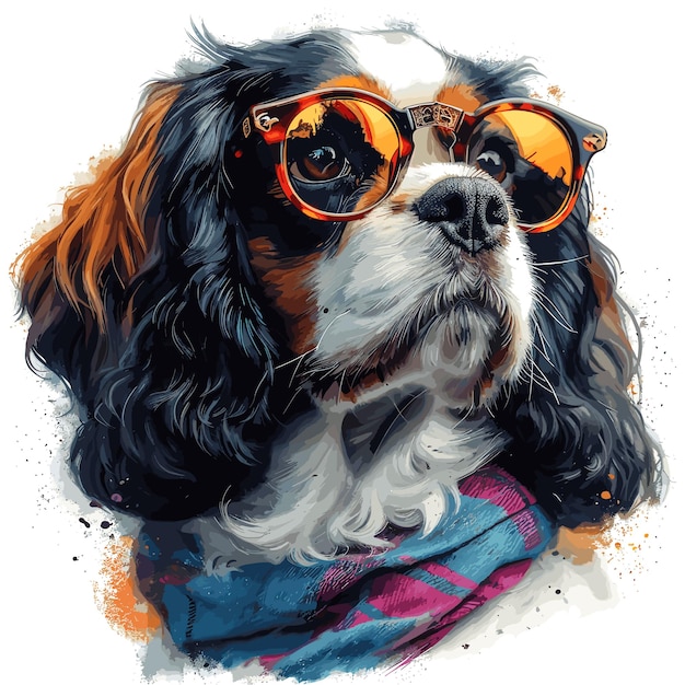 Een Cavalier King Charles Spaniel in koninklijk uitziende geïsoleerde beelden Witte achtergrond