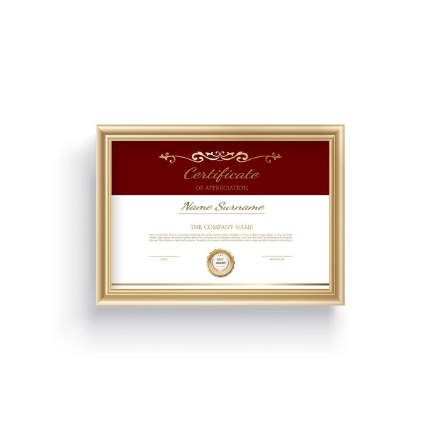 Een certificaat van het certificaat voor het bedrijf dat is gecertificeerd in goud.