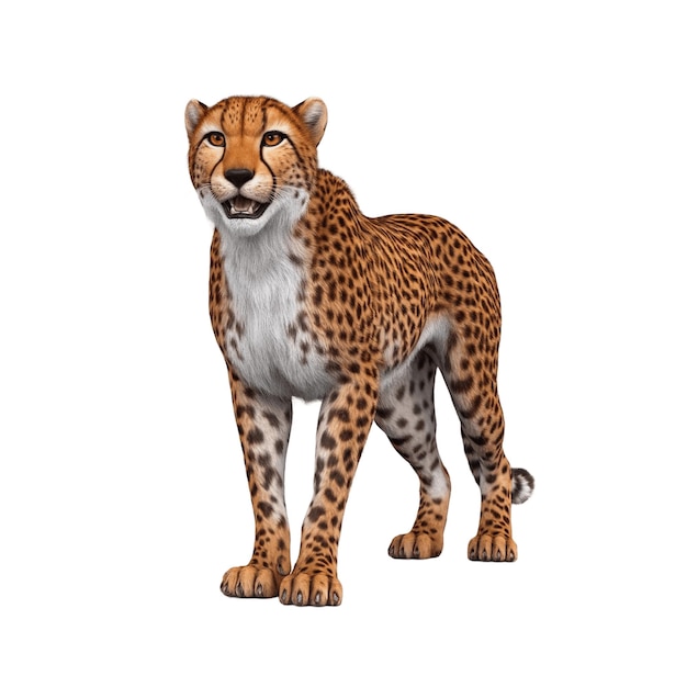 een cheetah op een witte achtergrond