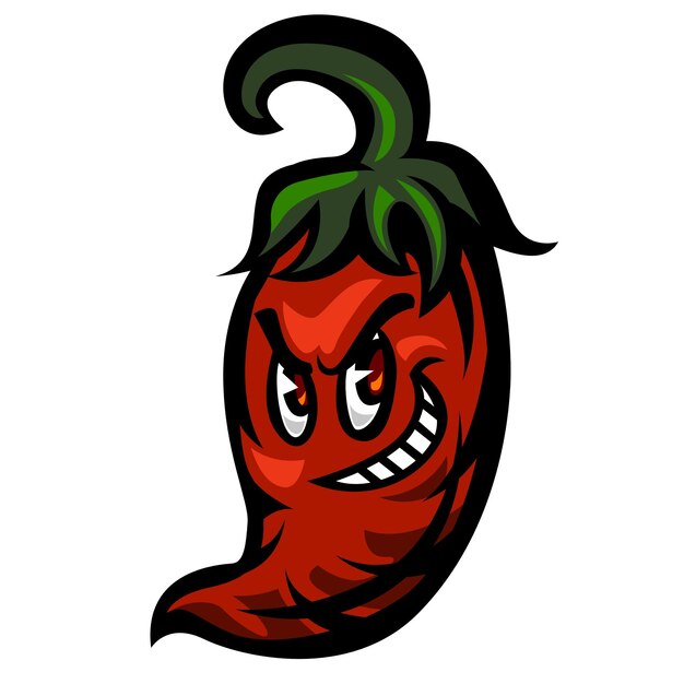 Een Chili Mascot Design met een slecht gezicht