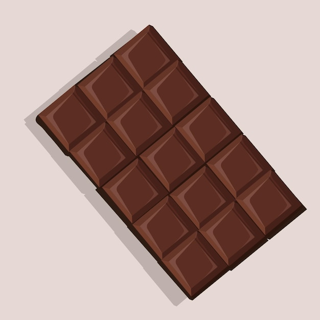 een chocoladereep in vlakke stijl geïsoleerd op een witte achtergrond vanuit een bovenaanzicht