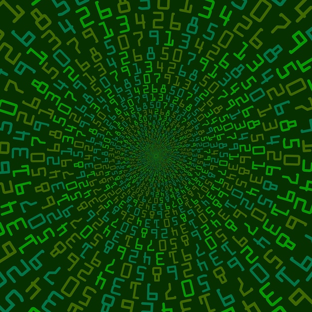 Een cirkelvormige matrix Een achtergrond met een chaotische rangschikking van getallen Technologische cyberspace decimale codering van gegevens achtergrond voor thematische ideeën