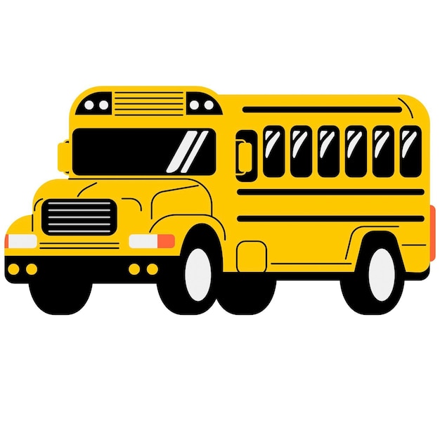 een close-up van een gele schoolbus met ramen op een witte achtergrond