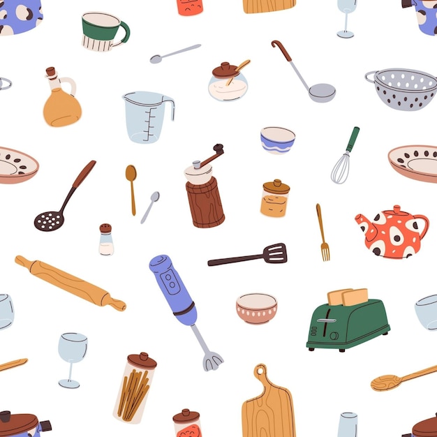 een close-up van een verscheidenheid aan keukenartikelen op een witte achtergrond