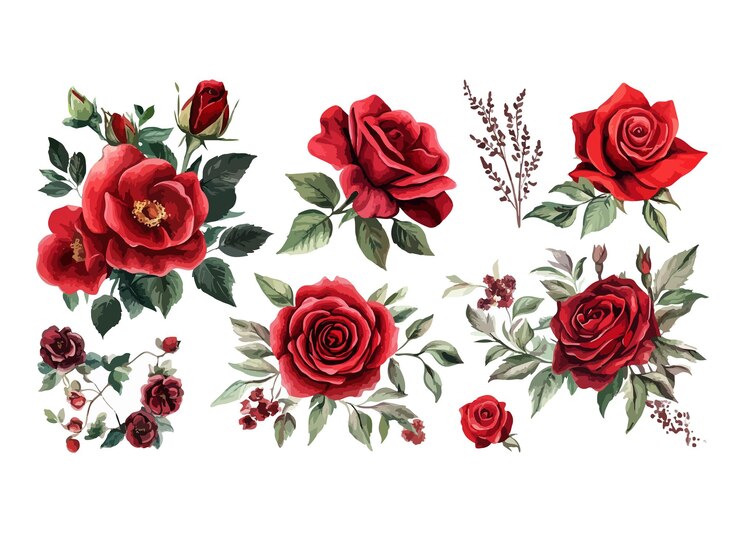 Vector een collectie rozen uit de collectie van het boek van de kunstenaar