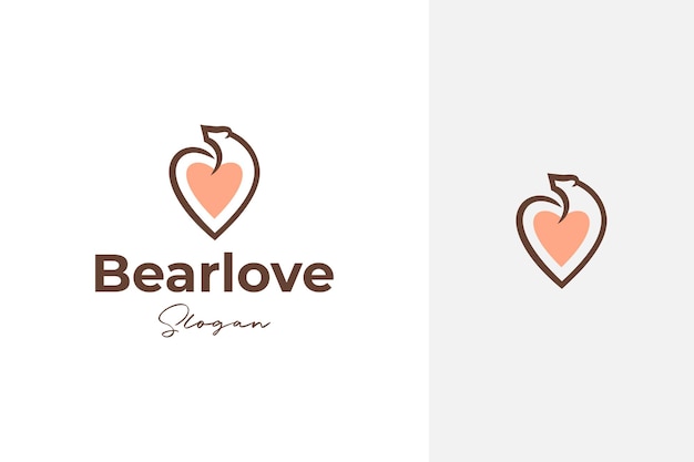 Een combinatie van een beer en een hart- of liefdessymbool beer liefde vector logo-ontwerp