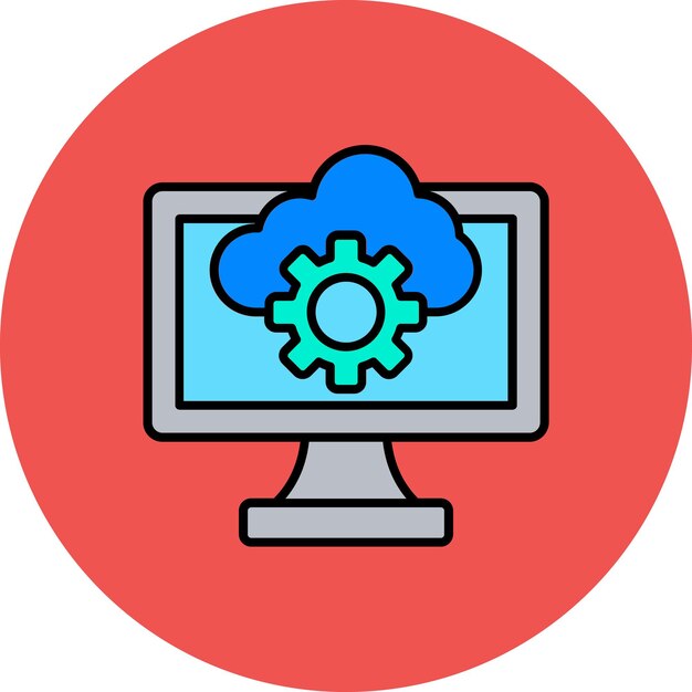 een computermonitor met een blauwe hemel en een rode achtergrond