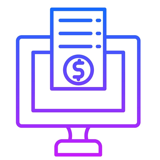 een computermonitor met een dollarteken erop en een blauwe achtergrond
