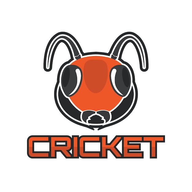 Vector een cricket-mascotte-logo met het woord cricket erop