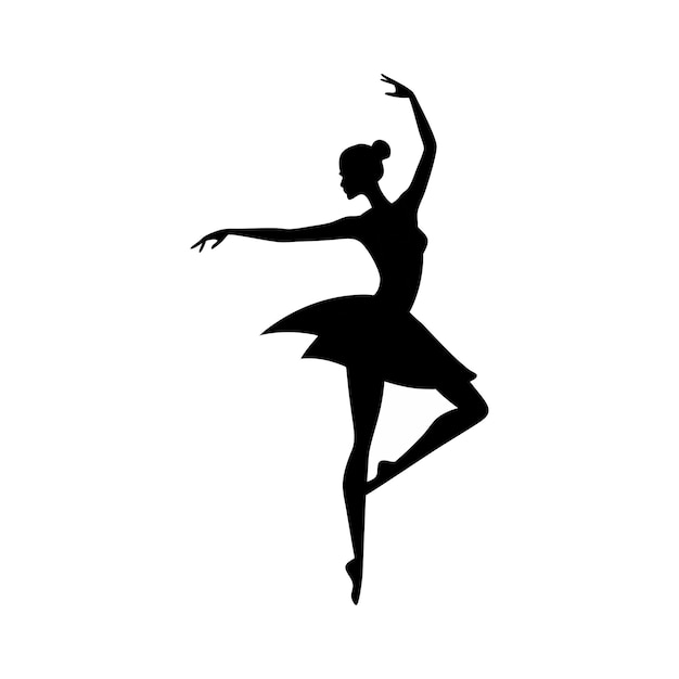Een danseres in een ballet pose silhouet vector stijl