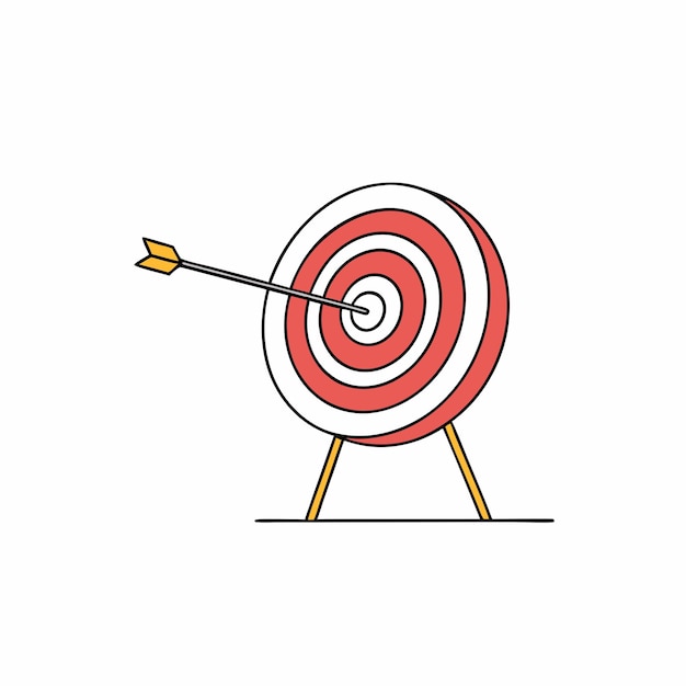 een dartbord met een pijl erop en een tekening van een dartboard
