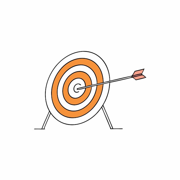 een dartbord met een pijl erop en een tekening van een dartboard