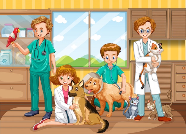 Een dierenartsendoctorteam in de kliniek