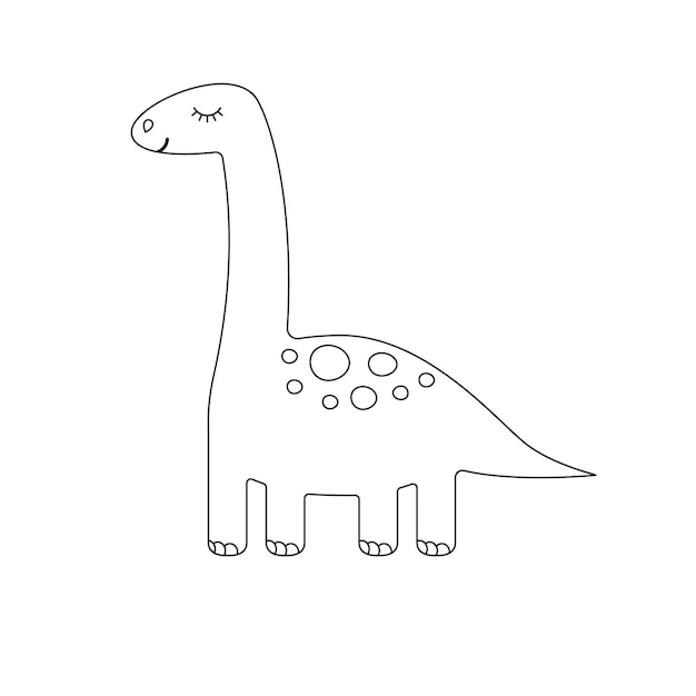 Een dinosaurus die in zwart-wit is getekend