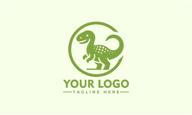 Een dinosaurus logo met het trex logo in het midden De dinosaurus is groen en heeft een glimlach erop