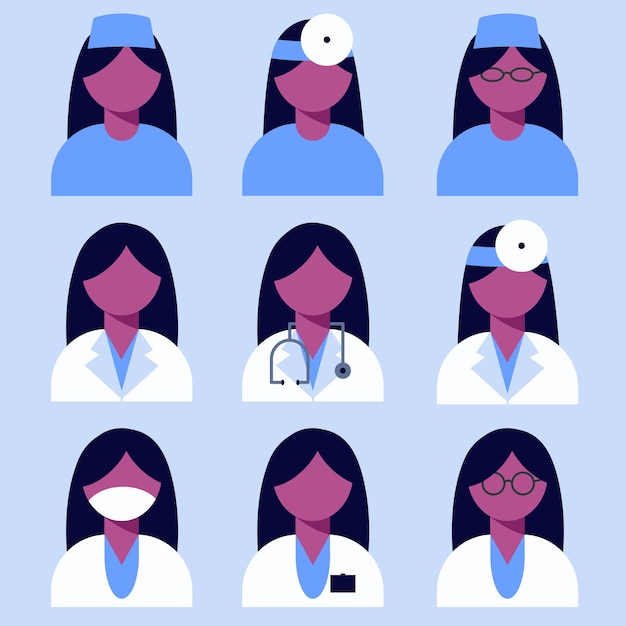 Een dokter een verpleegster zwarte man in uniform vrouw in vlakke stijl vectorillustratie