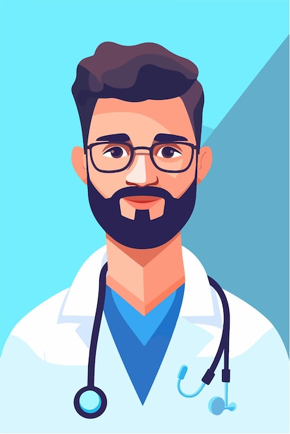 Vector een dokter met een baard en een bril.