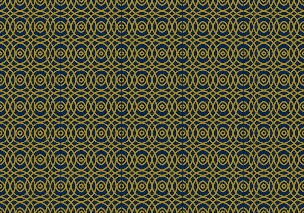 Een donkerblauwe en gele achtergrond met een patroon van cirkels en het woord zigzag.