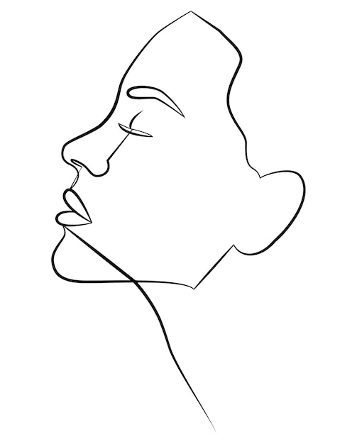 Een doorlopende lijn van een portret van een meisje Doorlopende tekening in één lijn