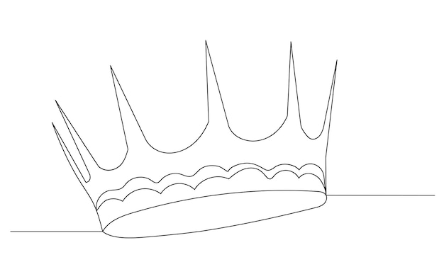 Een doorlopende lijntekening kroon vector