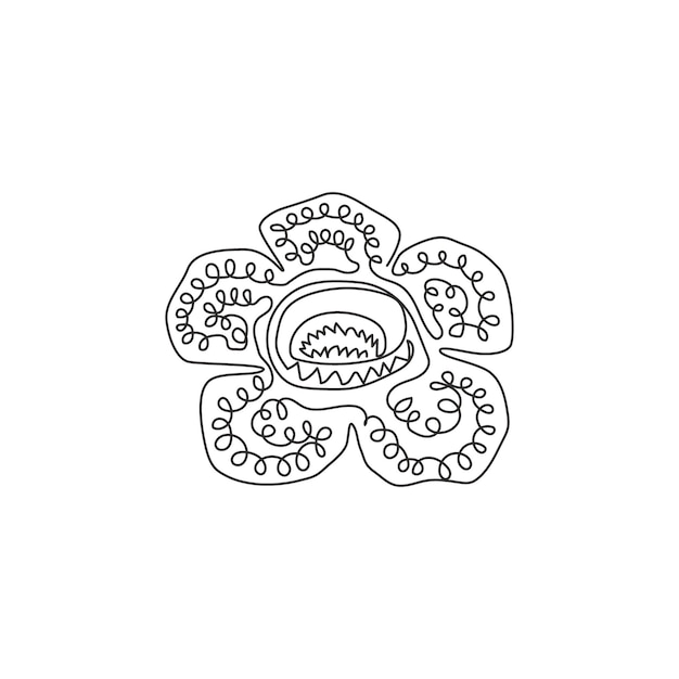 Een doorlopende lijntekening lijk lelie huis muur kunst decor Rafflesia arnoldii bloem ontwerp vector