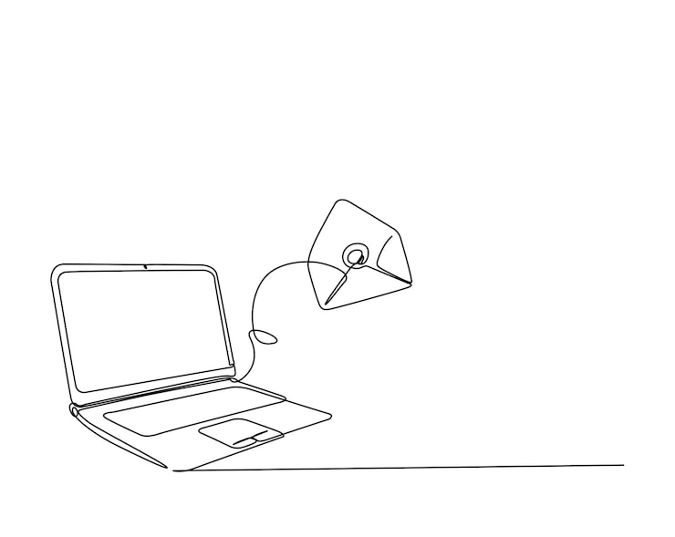 Vector een doorlopende lijntekening notebook of laptop illustratie