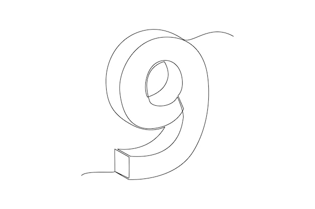 Eén doorlopende lijntekening van bakstenen met cijfers numerieke kubusconcept doodle vectorillustratie