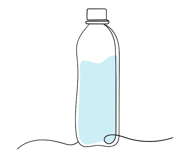 Een doorlopende lijntekening van een waterfles Eenvoudige waterfles schets voor logo icoon muurkunst en posters