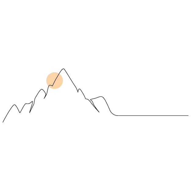 Vector eén doorlopende lijntekening van het landschap van de bergketen vol8