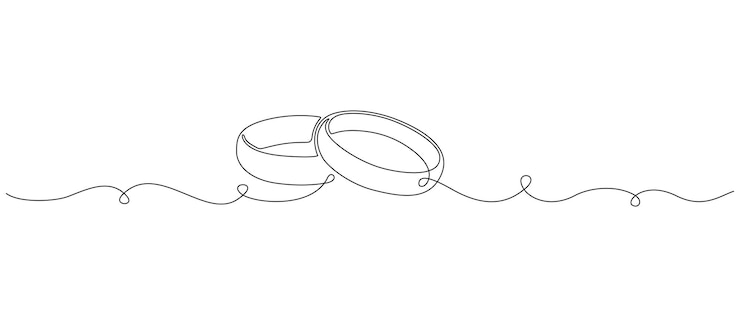 Een doorlopende lijntekening van trouwringen Romantisch concept en symbool voorstel betrokkenheid en liefde huwelijk in eenvoudige lineaire stijl Bewerkbare lijn Doodle vectorillustratie