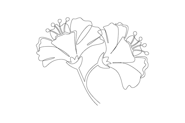 Een doorlopende lijntekening van veelkleurige bloeiende bloemen concept Doodle vectorillustratie in eenvoudige lineaire stijl