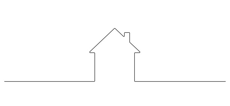 Een doorlopende lijntekening van woningbouw Symbool huisarchitectuur en vastgoedontwikkelingsproject in eenvoudige lineaire stijl Vastgoedconcept Bewerkbare lijn Doodle vectorillustratie