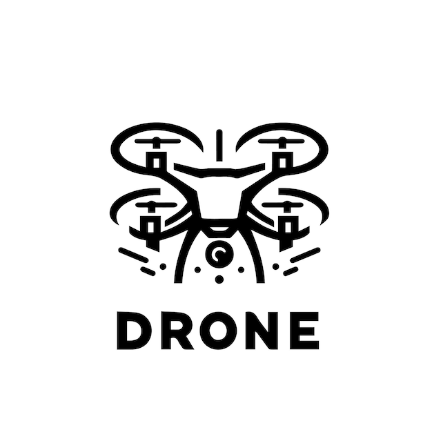 Een drone-logo in zwart-wit