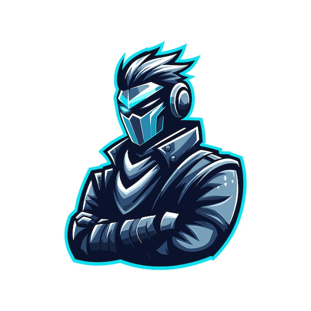 Vector een dynamisch gaming logo gamer logo ninja gamer logo een jongen met een koptelefoon en een masker vector illustratie