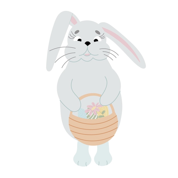 Een easter bunny cartoon konijn met een gigantische easter egg illustratie