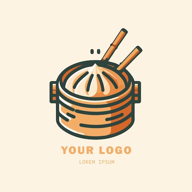 Een eenvoudig en minimalistisch dimsum-logo ontworpen met behulp van een vectorstijl