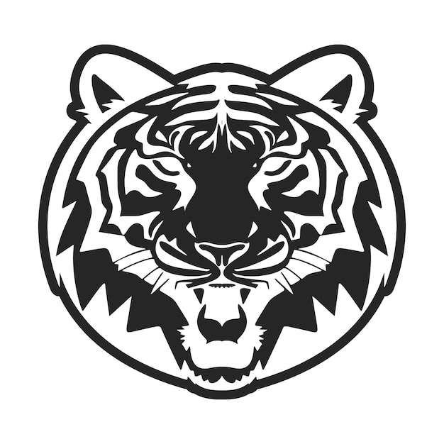 Een eenvoudig logo met een normale tijger die alleen in zwart-witte kleuren is vectorillustratie