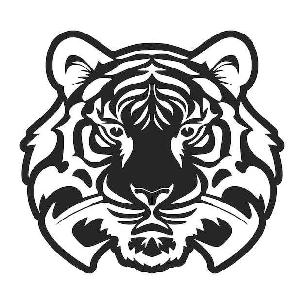 Een eenvoudig logo met een zwart-witafbeelding van een tijger die er eenvoudig uitziet