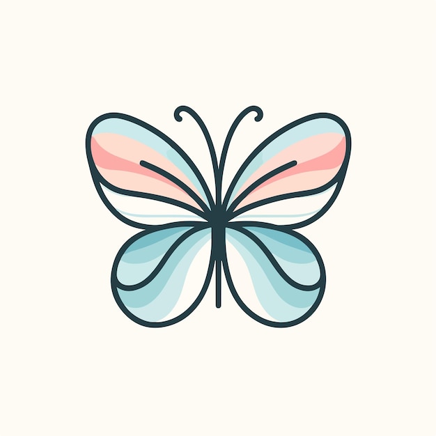 een eenvoudige en elegante illustratie van een vlinder met pastelkleurige vleugels