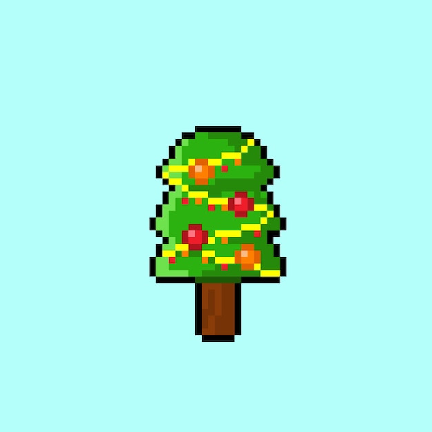 Vector een eenvoudige kerstboom met pixelart-stijl