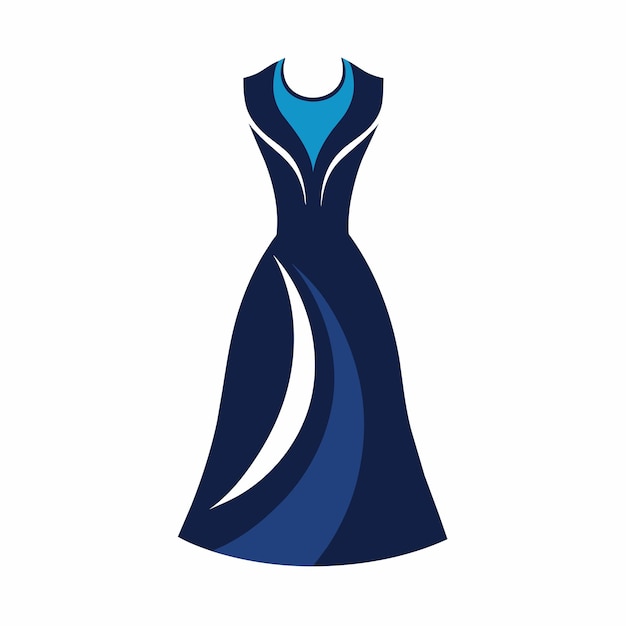 Een elegante marineblauwe jurk met een subtiel abstract patroon