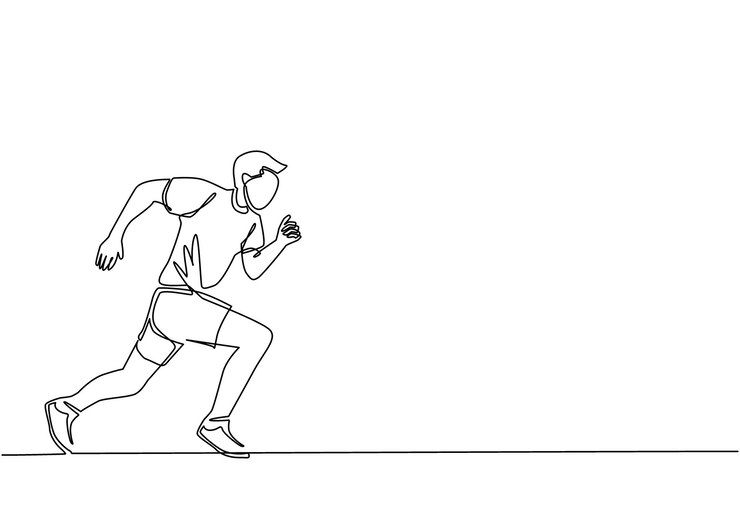 Vector een enkele doorlopende lijn tekenen jonge sportieve man hardloper focus om snel te lopen gezondheidsactiviteit sport