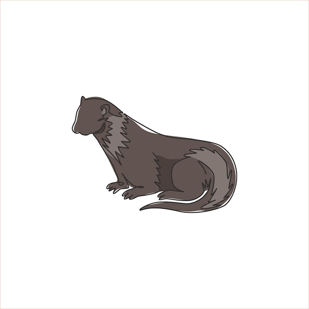 Vector eén enkele lijntekening van schattige otter voor bedrijfslogo knaagdierrivierdiermascotte voor dierentuinpictogram