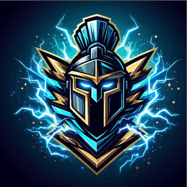 Vector een esport logo van gladiator eiththunder effect