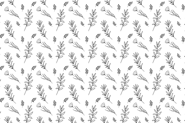 een esthetisch eenvoudig zwart-wit blad naadloos patroon