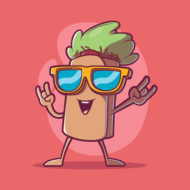 Vector een fastfood personage in een coole pose vector illustratie fast food mascotte ontwerpconcept